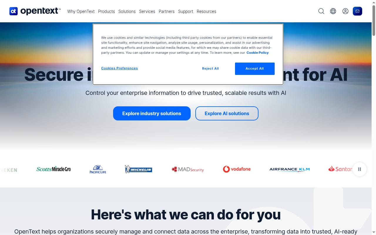 opentext.com screenshot