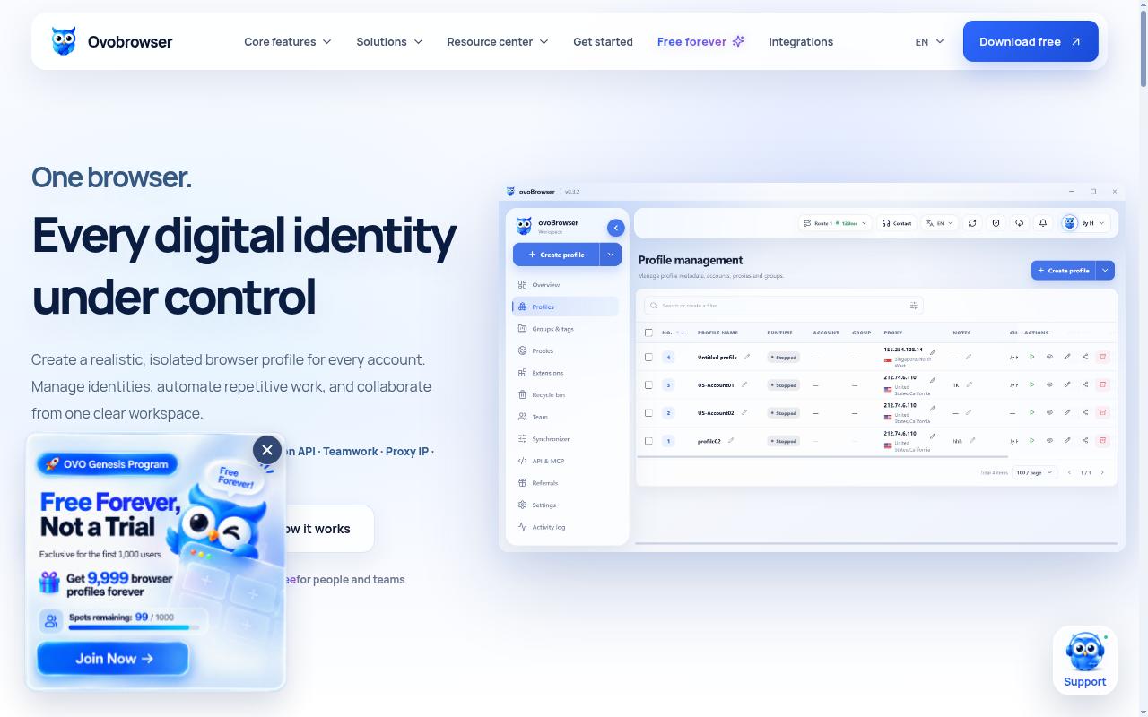 ovobrowser.com screenshot