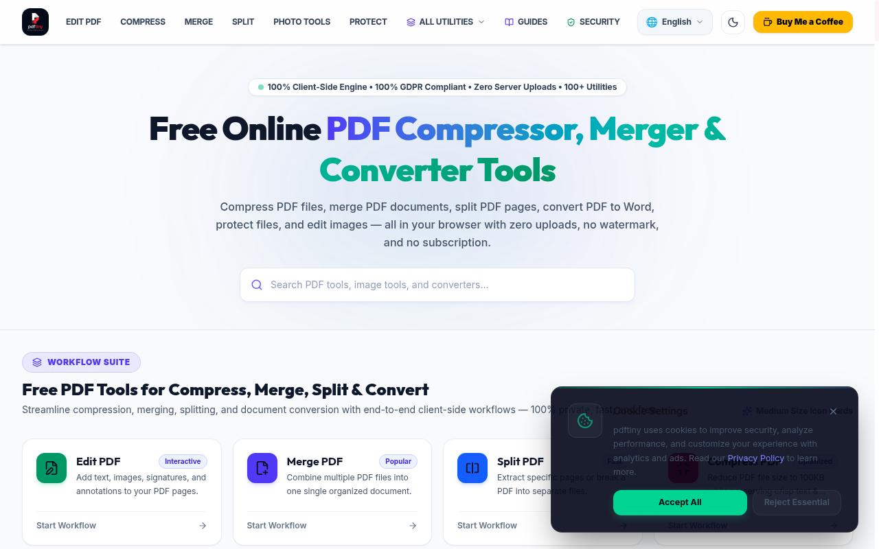 pdftiny.in screenshot