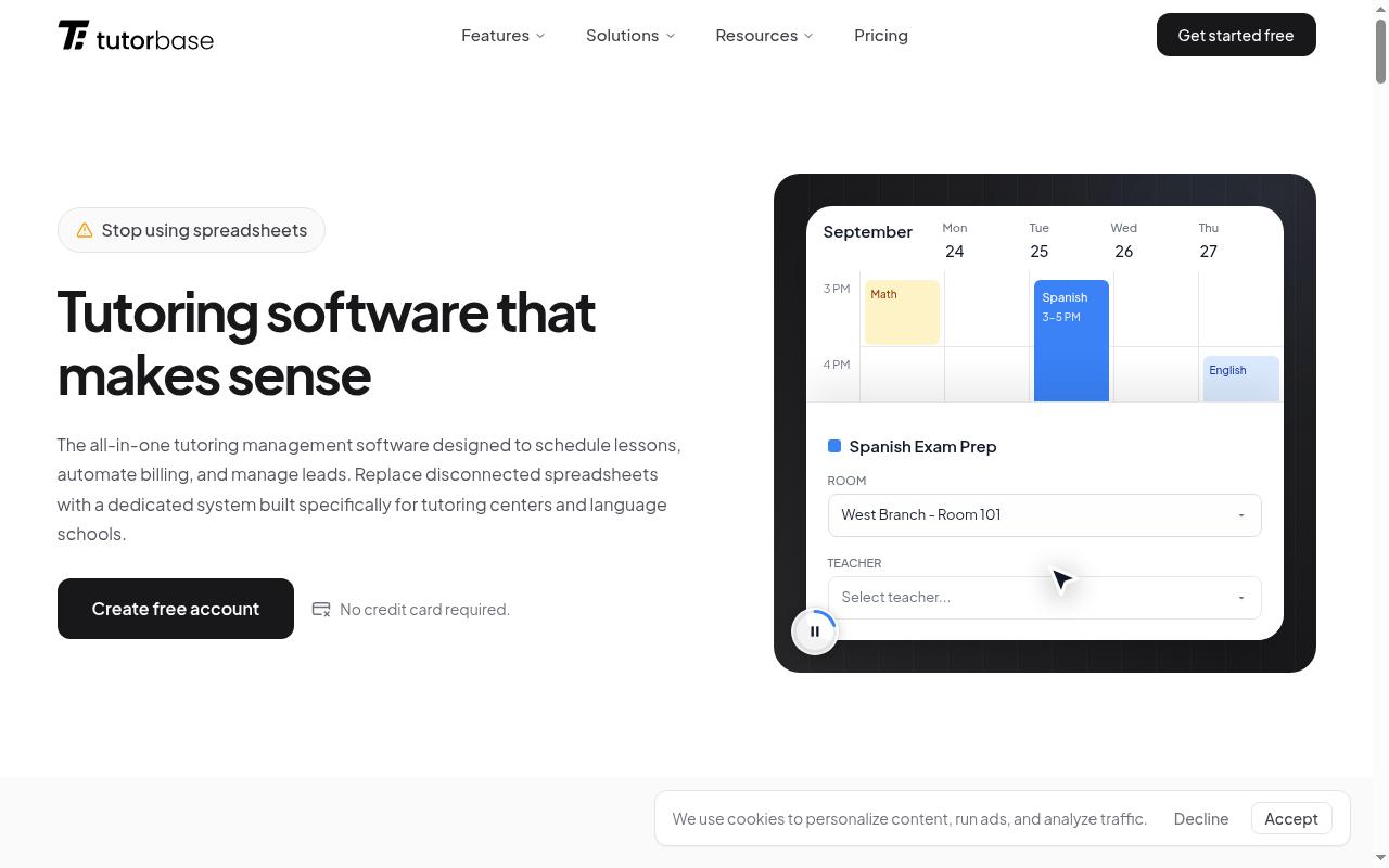 tutorbase.com screenshot