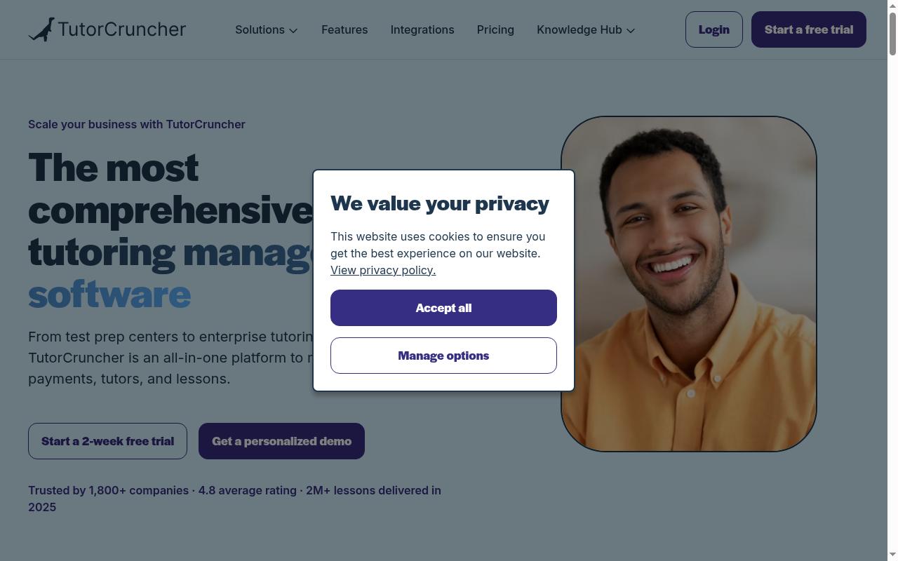 tutorcruncher.com screenshot