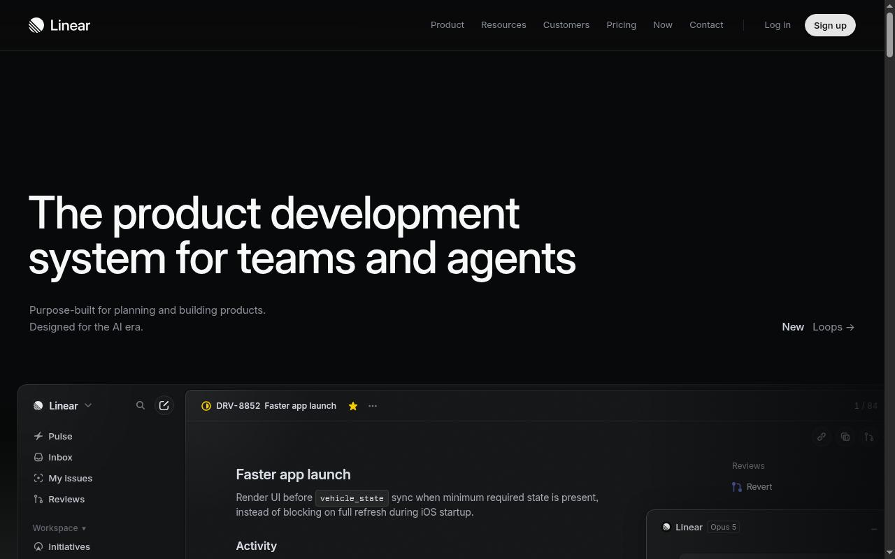 Screenshot of linear.app