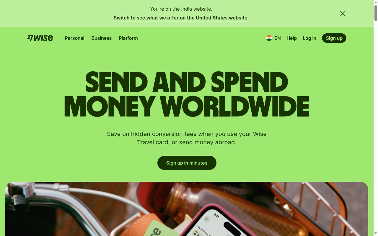 Screenshot of wise.com