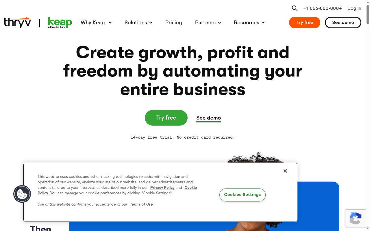 keap.com screenshot
