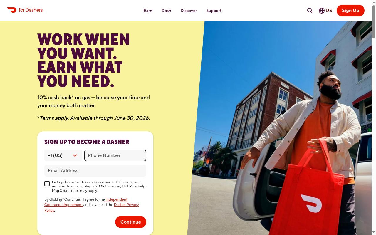 dasher.doordash.com screenshot