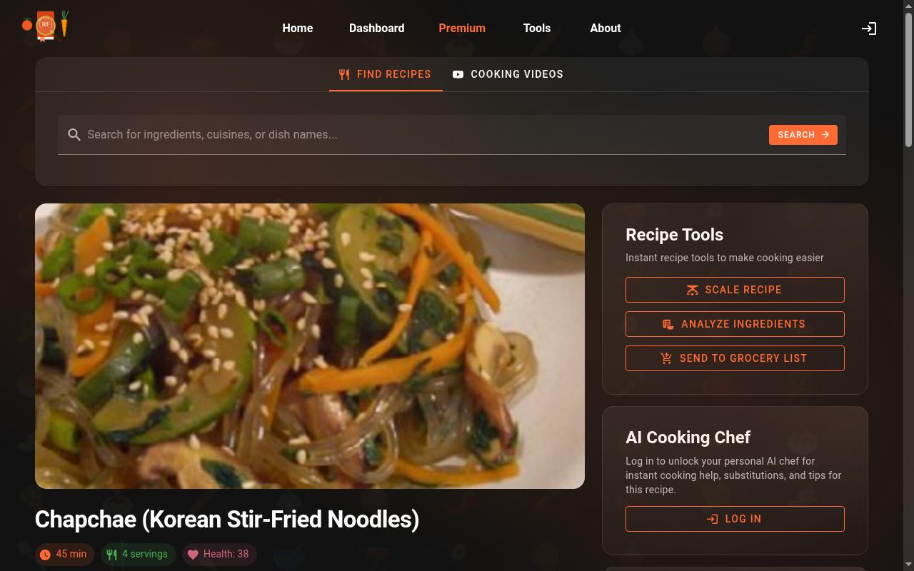 recipe-finder.org screenshot